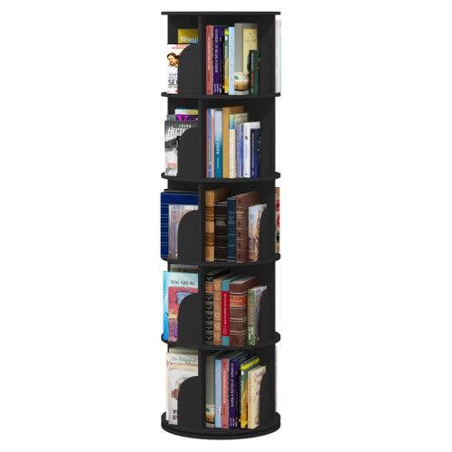 360° Rotating Stackable Shelves Bookshelf Organizer - Black (3-5 Levels) - Toytexx 360° Rotating Stackable Shelves Bookshelf Organizer - Black (3-5 Levels) - Toytexx
